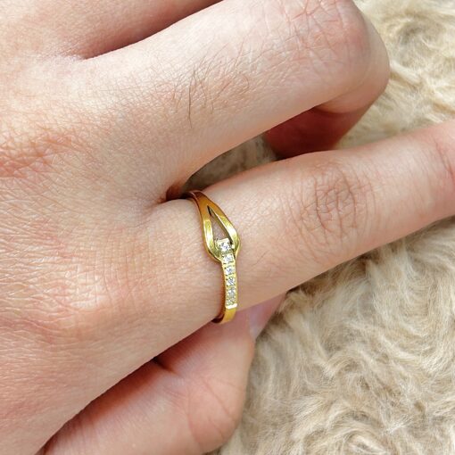 Gold Buckle Design Zircon Stackable Ring - Eriy Gift