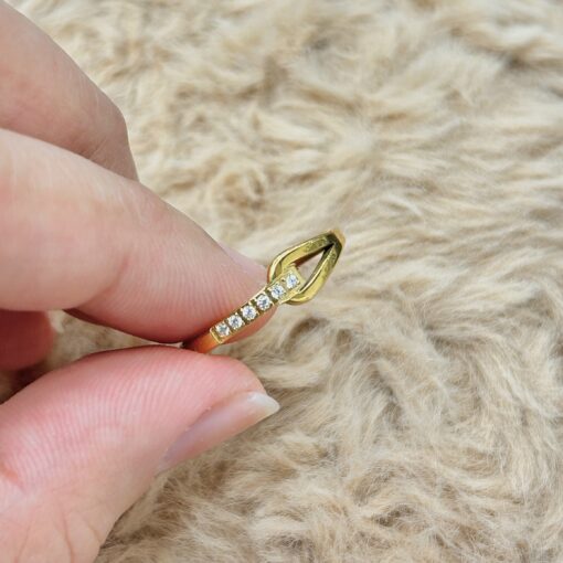 Gold Buckle Design Zircon Stackable Ring picture2 - Eriy Gift