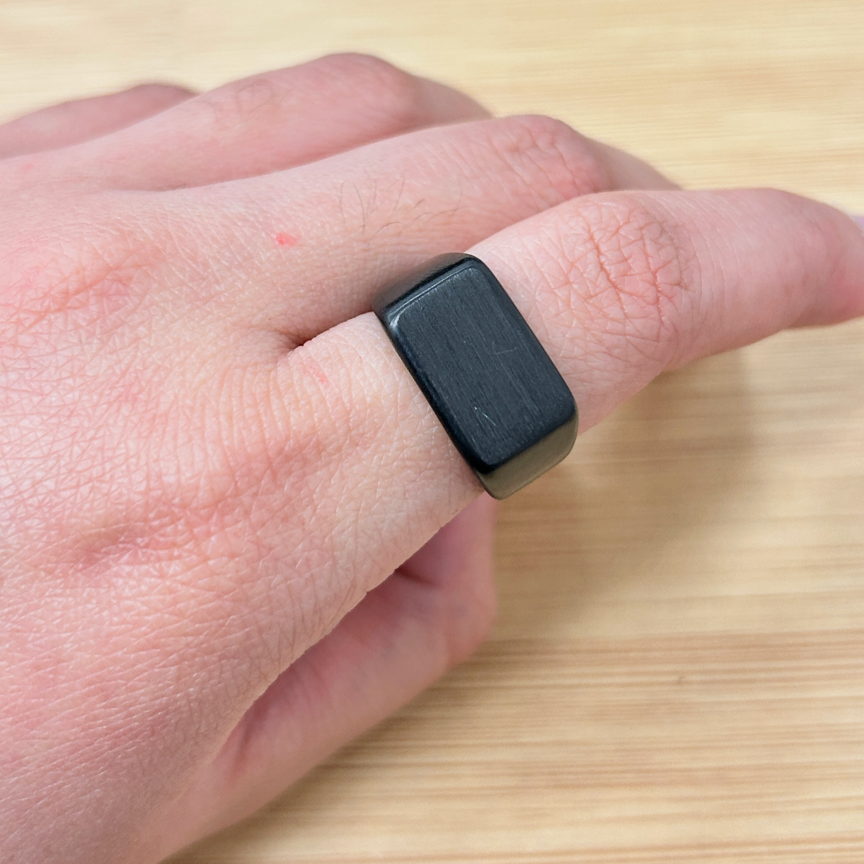 Bold Black Square Matte Statement Ring