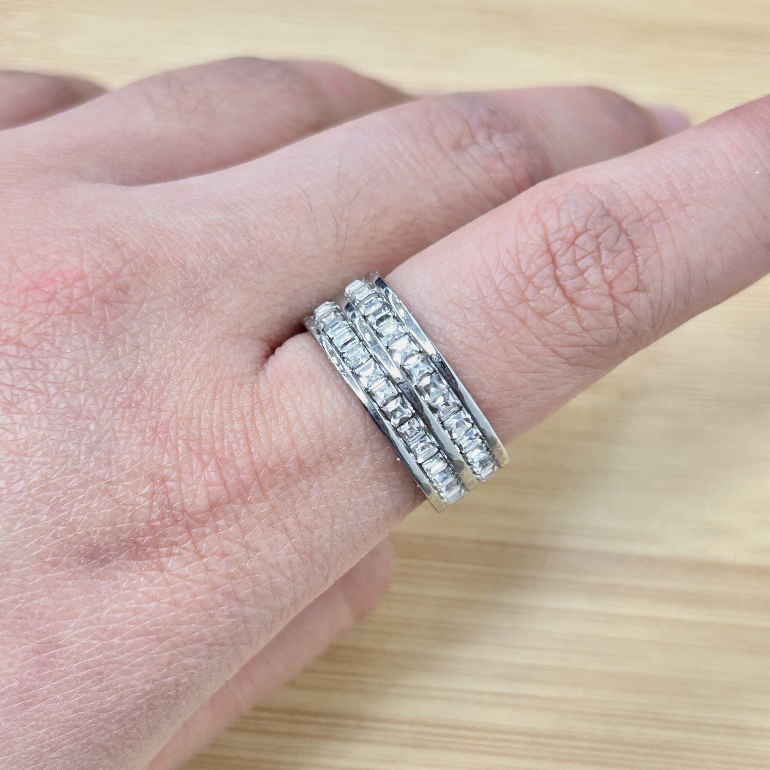 Silver Double Row Square Zircon Eternity Ring - Eriy Gift