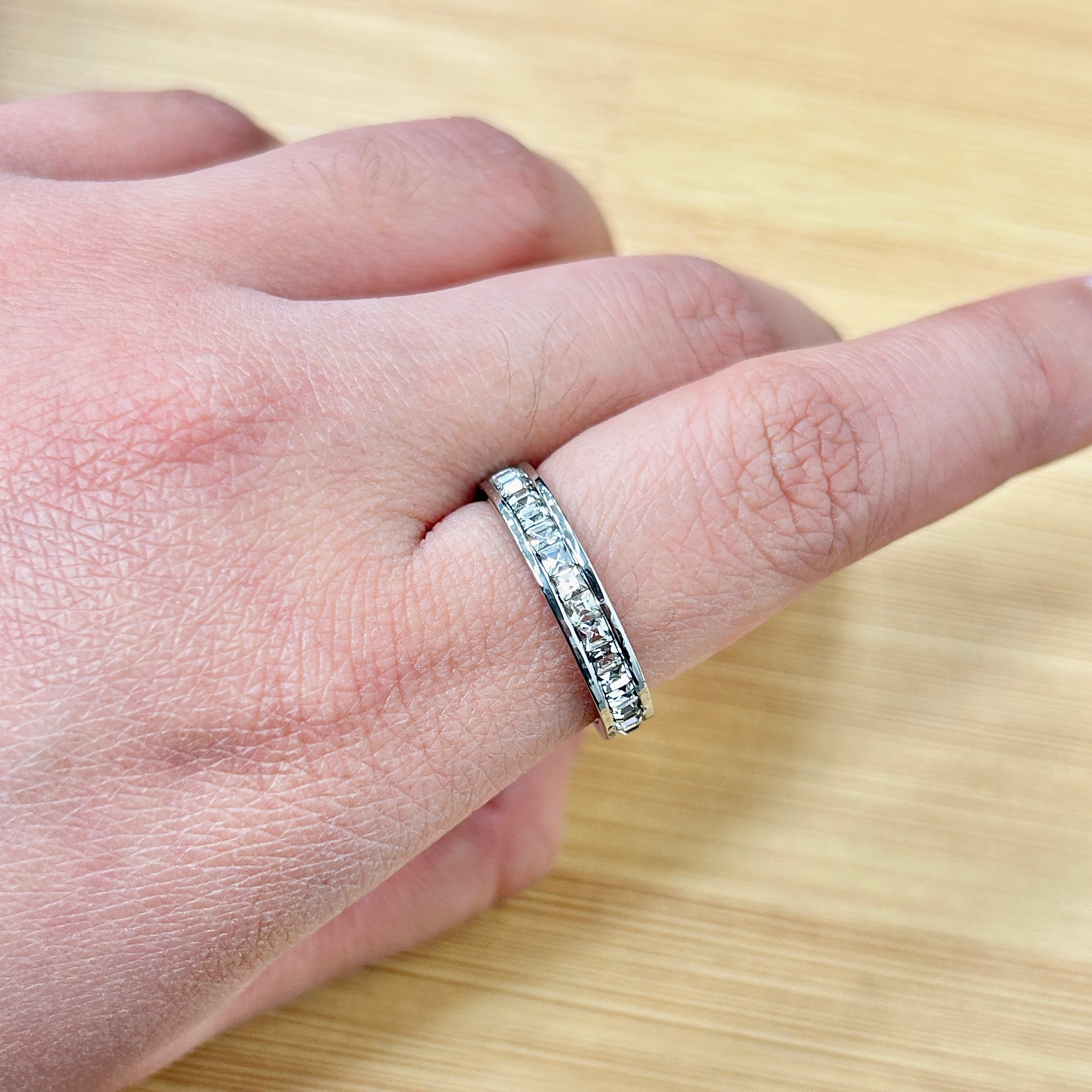 Single Row Square Zircon Channel Setting Ring