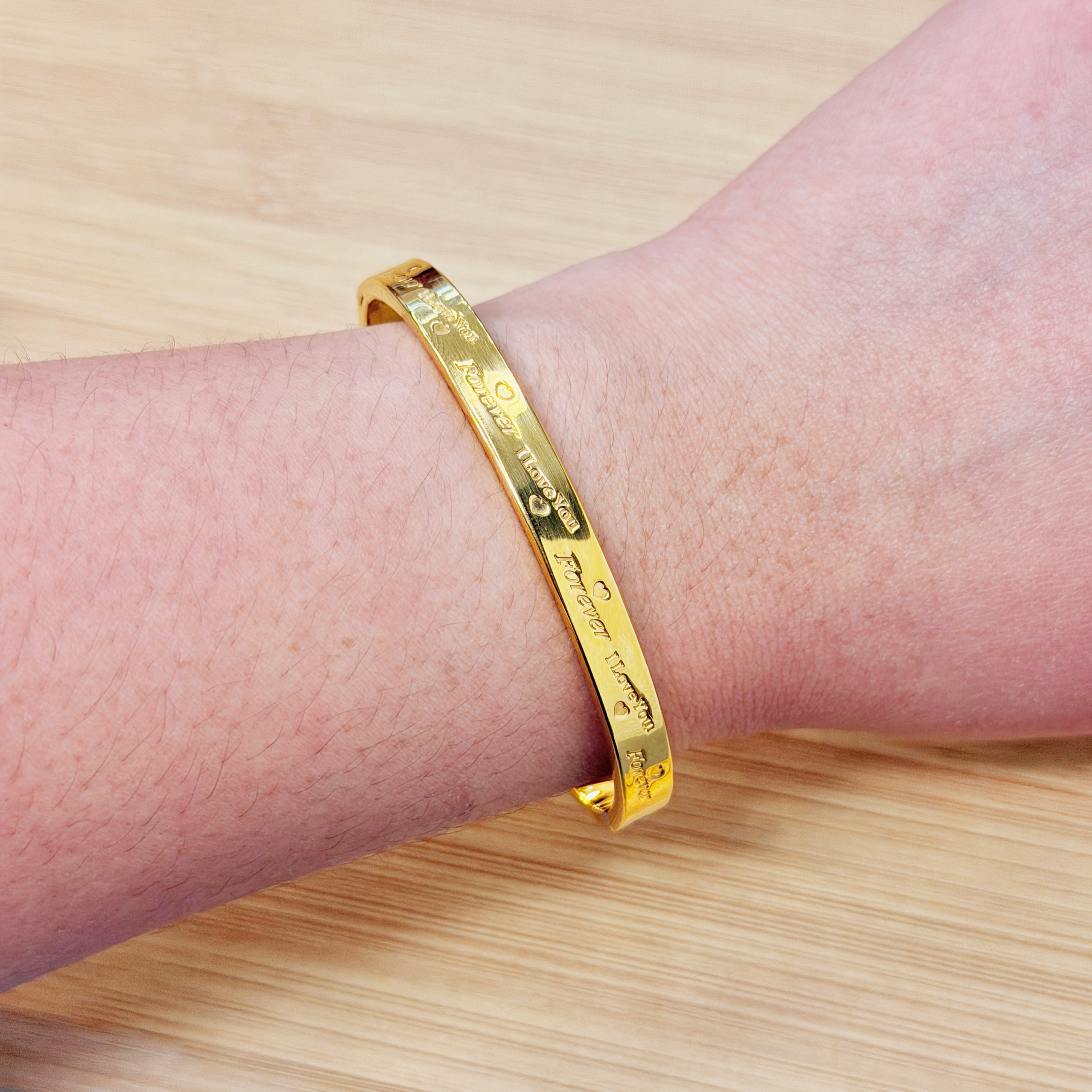 Timeless Gold Forever I Love You Engraved Bangle - Eriy Gift