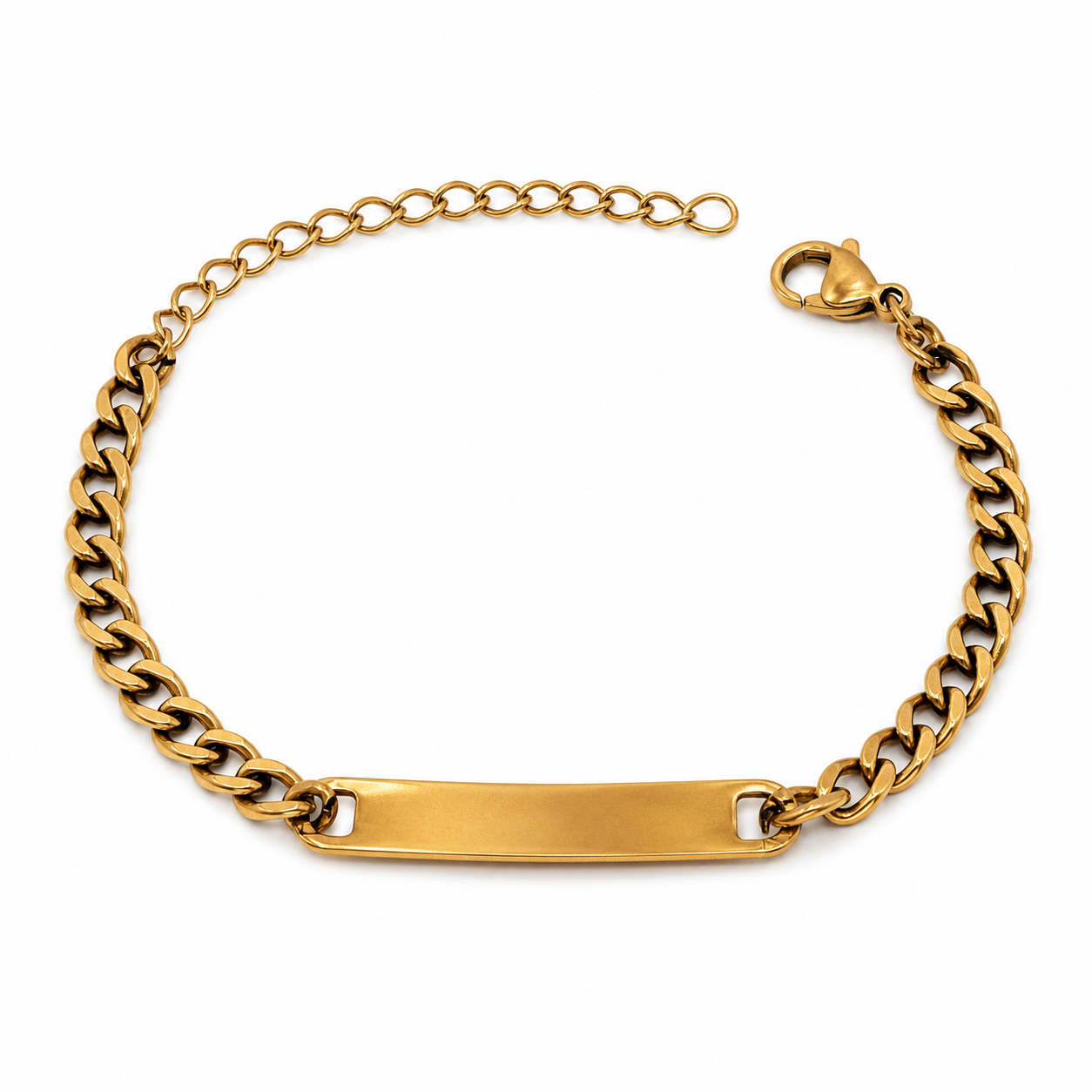 Bar Link gold plated bracelet on white background