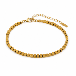 Beaded Chain gold plated bracelet on white background