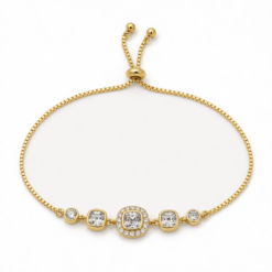 Bezel Crystal gold plated bracelet on white background