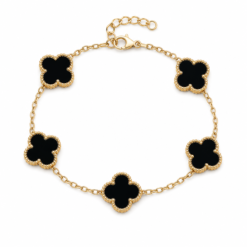 Black Clover large gold plated bracelet on white background