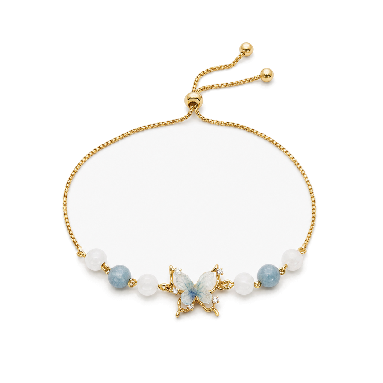 Blue Celestial gold plated bracelet on white background