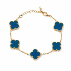 Blue Clover large gold plated bracelet on white background