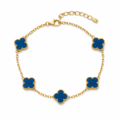 Blue Clover small gold plated bracelet on white background