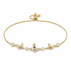 Botanical Leaf gold plated bracelet on white background