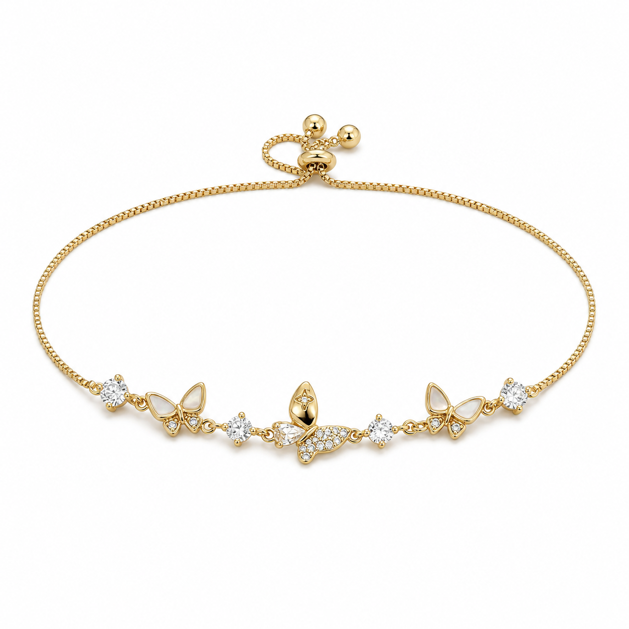 Botanical Leaf gold plated bracelet on white background