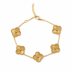 Brown Clover large gold plated bracelet on white background