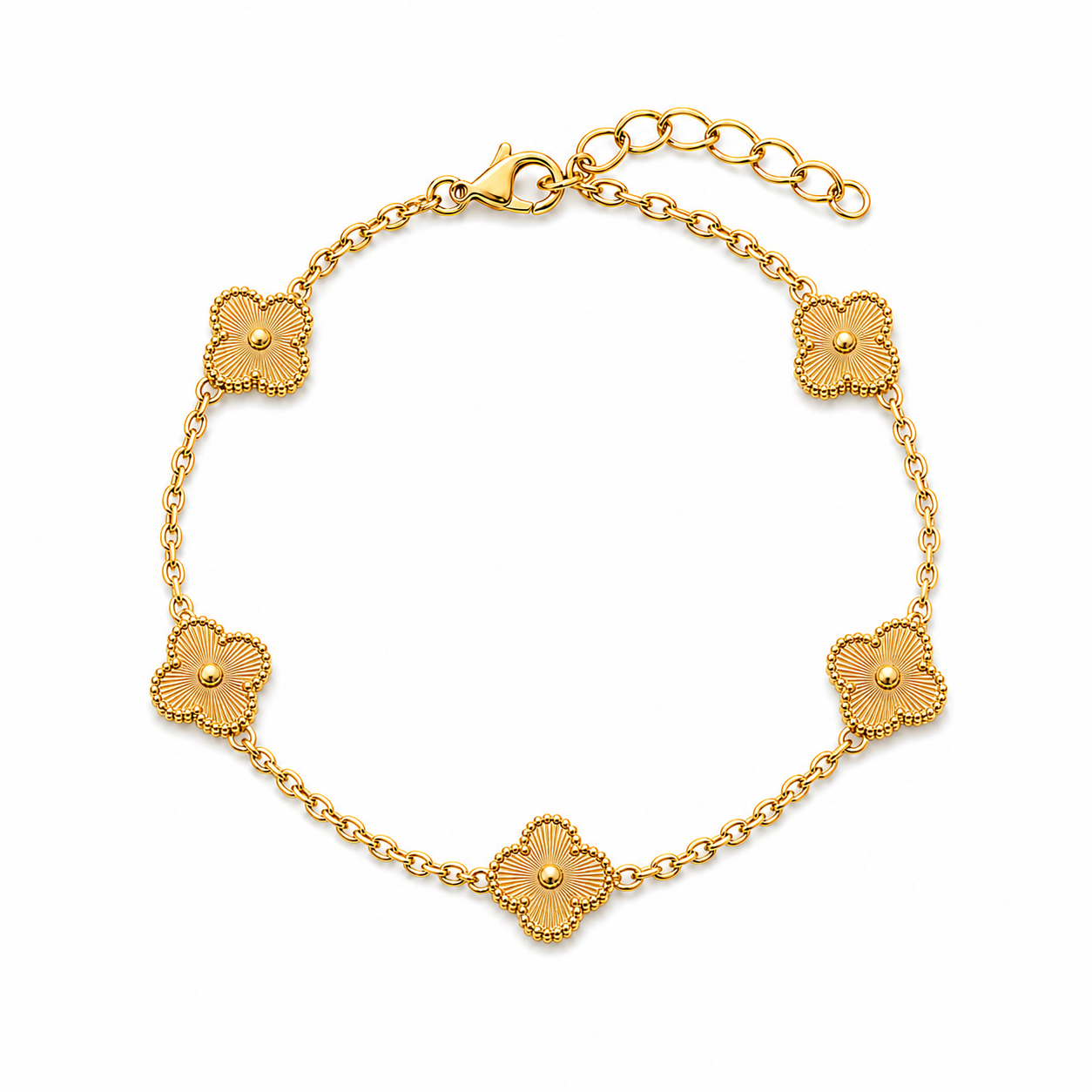 Brown Clover small gold plated bracelet on white background