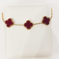 Burgundy Clover gold plated bracelet product detail view
