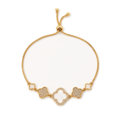 Clover Crystal gold plated bracelet on white background