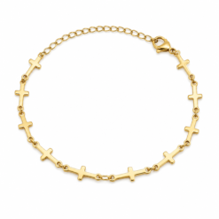 Cross Charm gold plated bracelet on white background