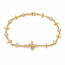 Cross Station gold plated bracelet on white background