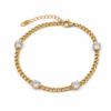 Crystal Curb gold plated bracelet on white background