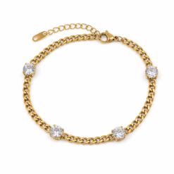 Crystal Curb gold plated bracelet on white background