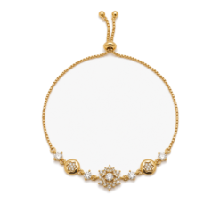 Crystal Floral Cluster gold plated bracelet on white background