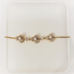 Crystal Flower Cluster gold plated bracelet product detail view
