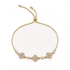 Crystal Flower gold plated bracelet on white background