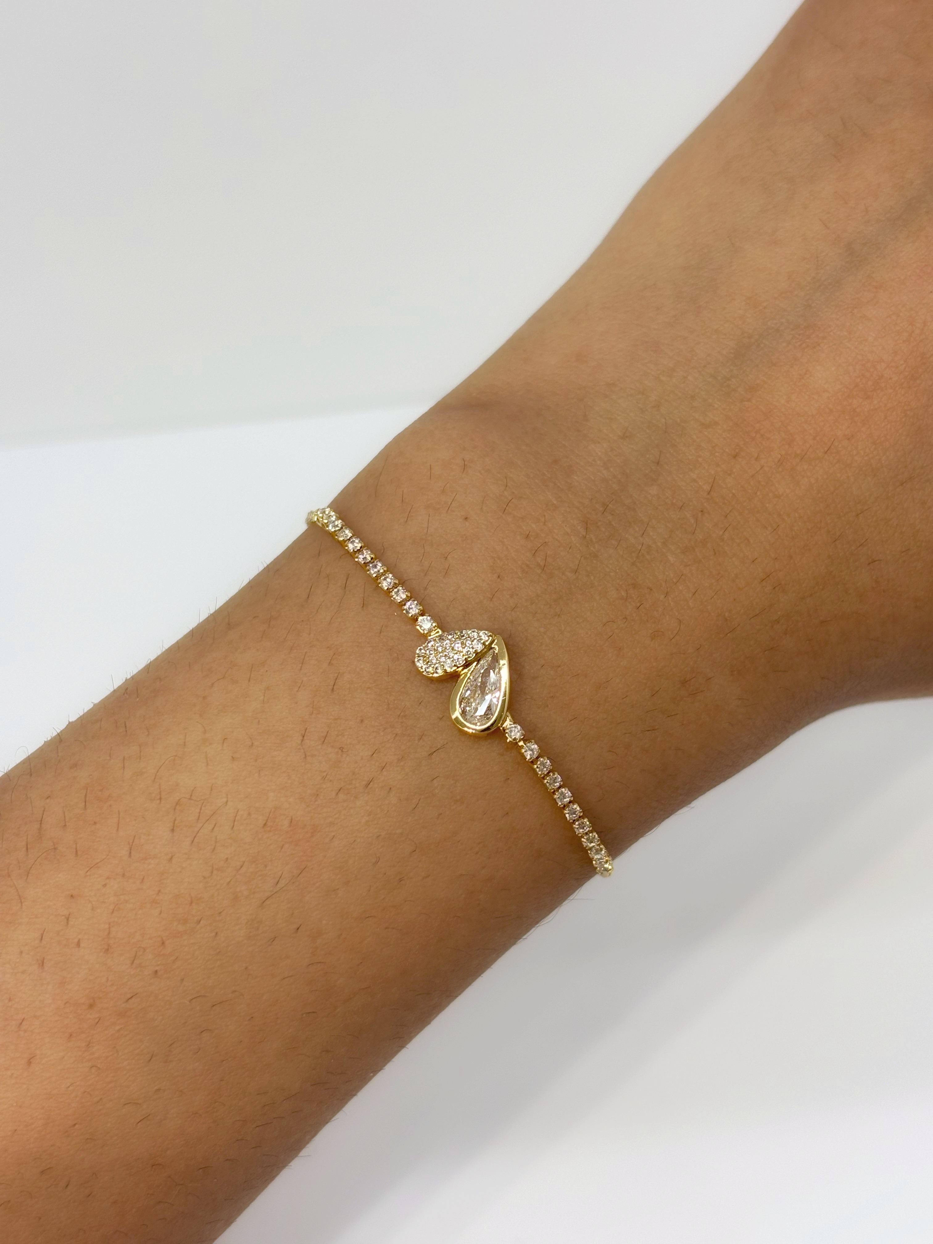 Crystal Heart gold plated bracelet worn on wrist