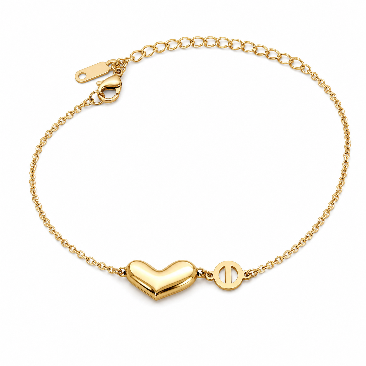 Double Heart gold plated bracelet on white background