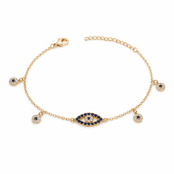 Evil Eye gold plated bracelet on white background