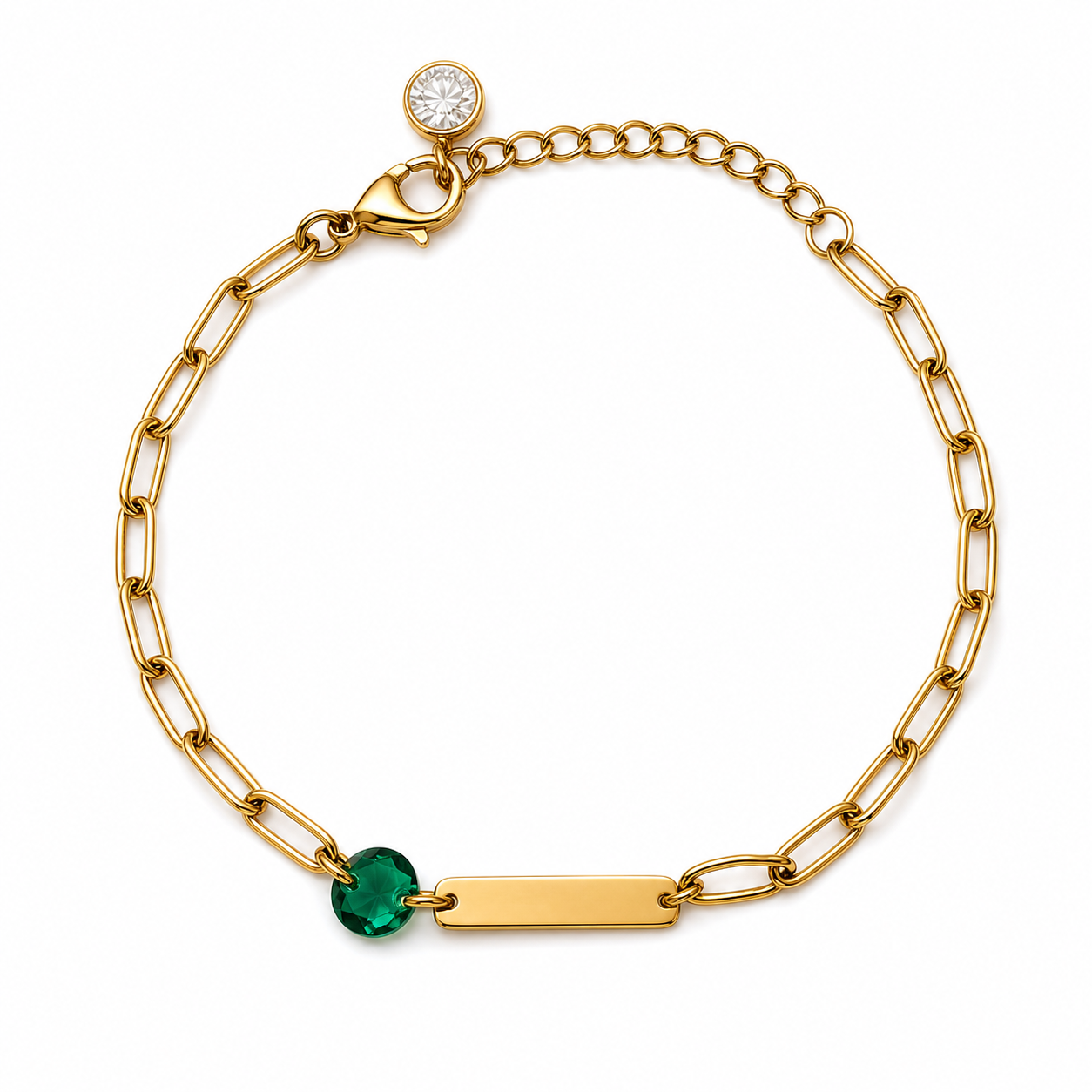 Green Bar gold plated bracelet on white background