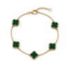 Green Clover small gold plated bracelet on white background