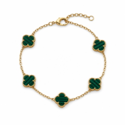 Green Clover small gold plated bracelet on white background