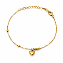 Heart Charm gold plated bracelet on white background