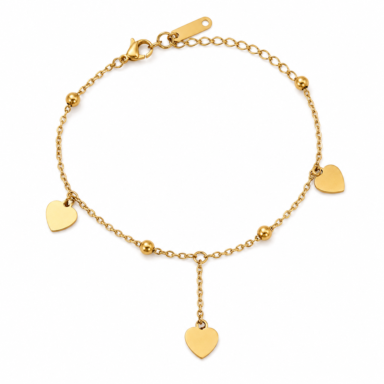 Heart Drop gold plated bracelet on white background