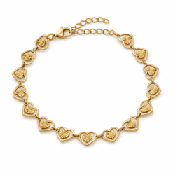 Heart Link gold plated bracelet on white background