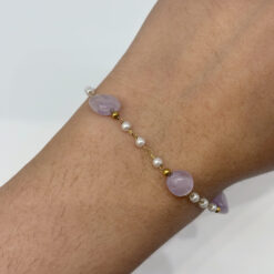 Lavender Stone gold plated bracelet worn on wrist