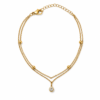 Layered Chain gold plated bracelet on white background