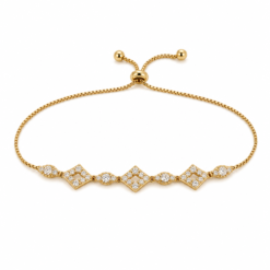 Marquise Crystal gold plated bracelet on white background