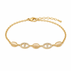 Marquise Link gold plated bracelet on white background