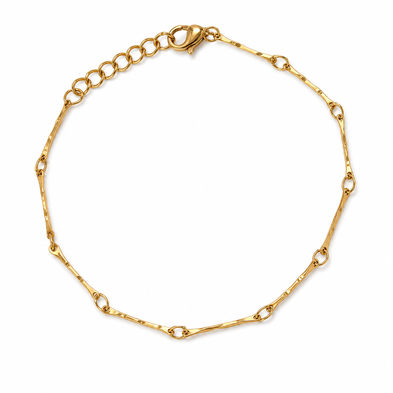 Minimal Bead Chain gold plated bracelet on white background
