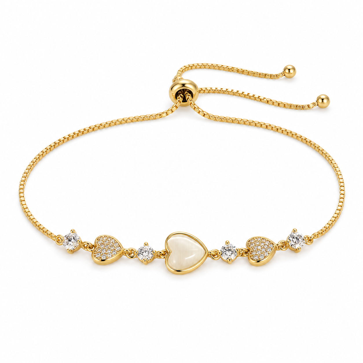 Mother of Pearl Oval gold plated bracelet on white background