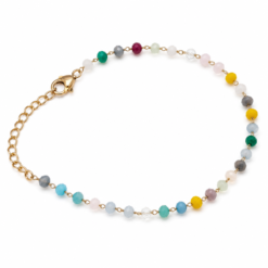 Multicolor Bead gold plated bracelet on white background