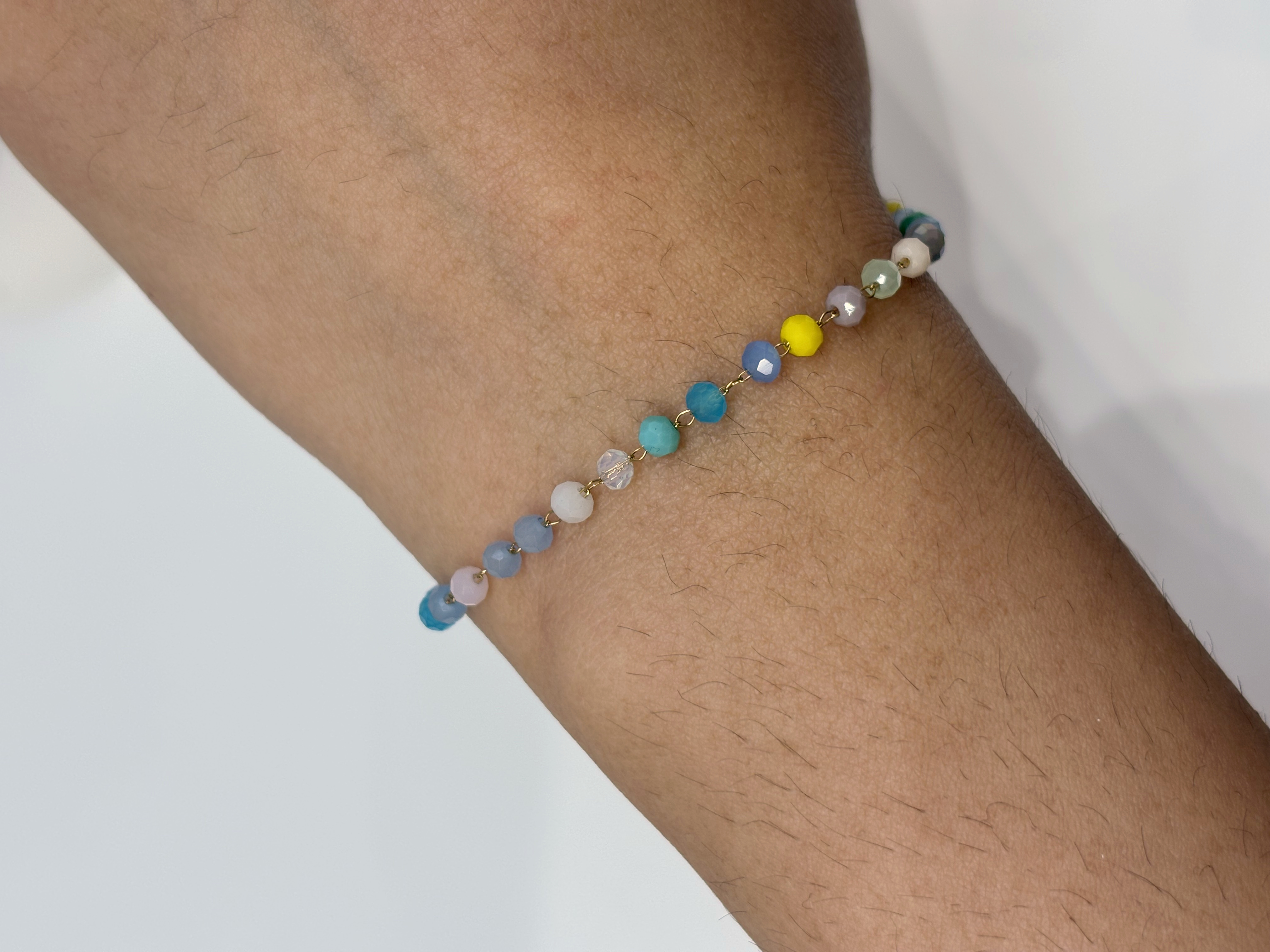 Multicolor Bead gold plated bracelet worn on wrist