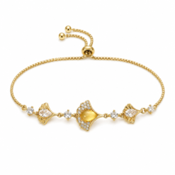 Multicolor Crystal gold plated bracelet on white background