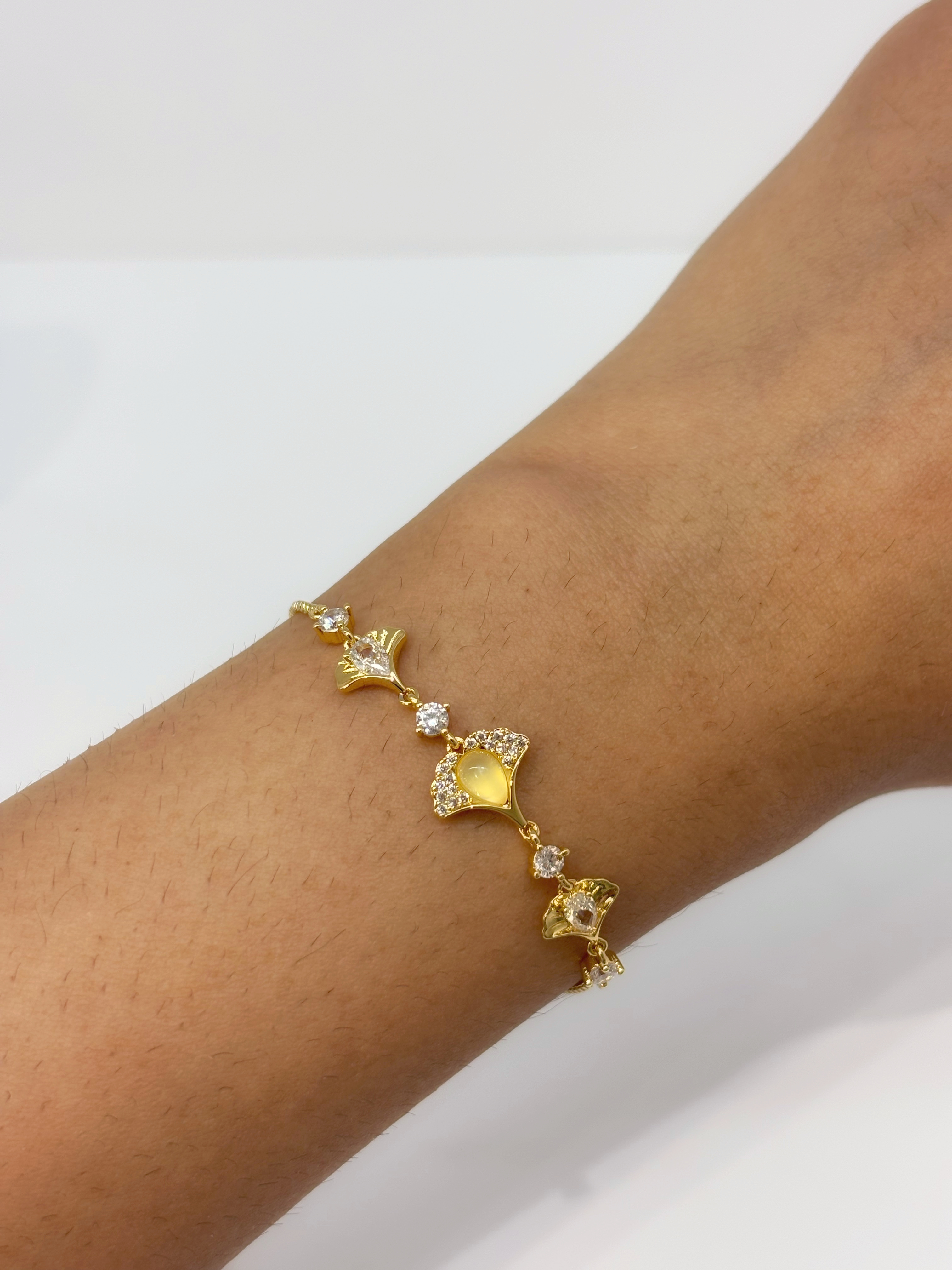 Multicolor Crystal gold plated bracelet worn on wrist