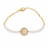 Pearl Halo gold plated bracelet on white background