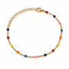 Rainbow Bead gold plated bracelet on white background