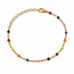Rainbow Bead gold plated bracelet on white background