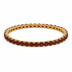 Red Crystal Tennis gold plated bracelet on white background