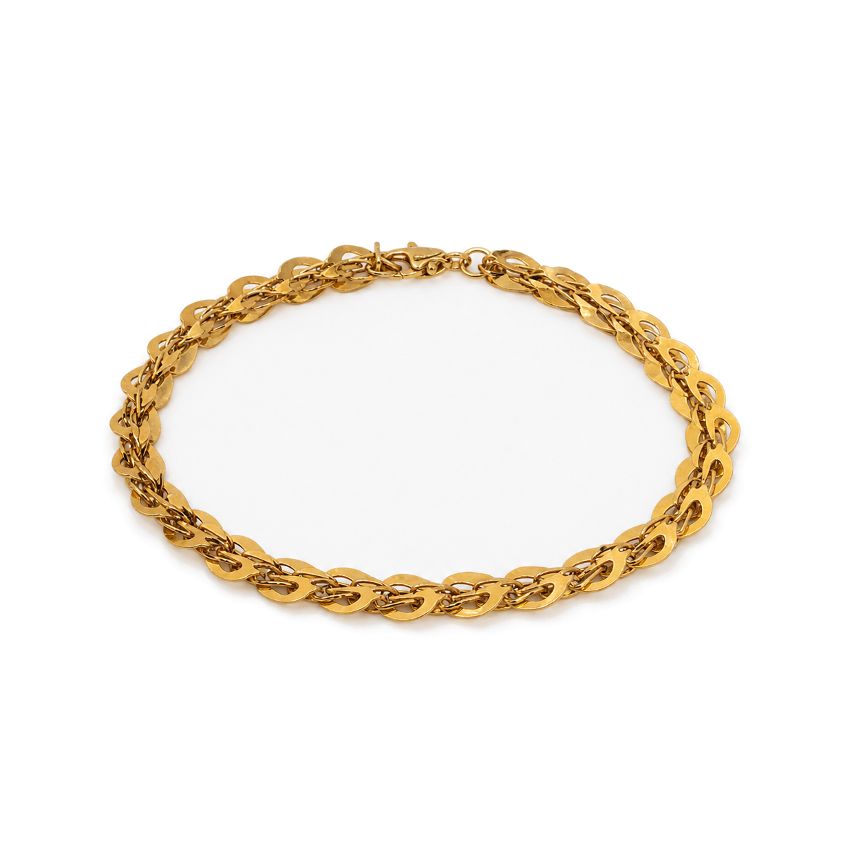 Rope Chain gold plated bracelet on white background